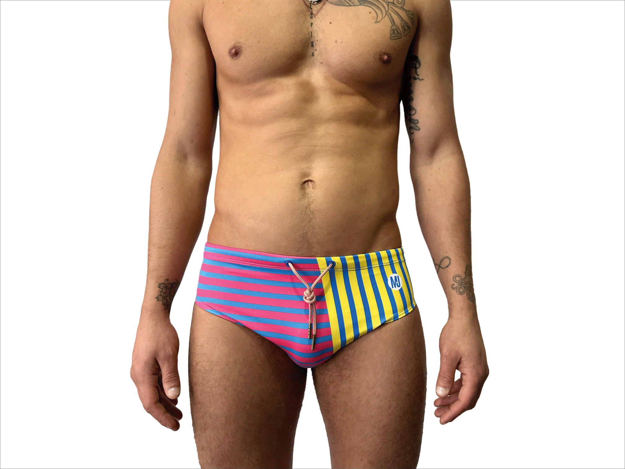 BAÑADOR SLIP LíNEAS VERTICALES AMARILLAS