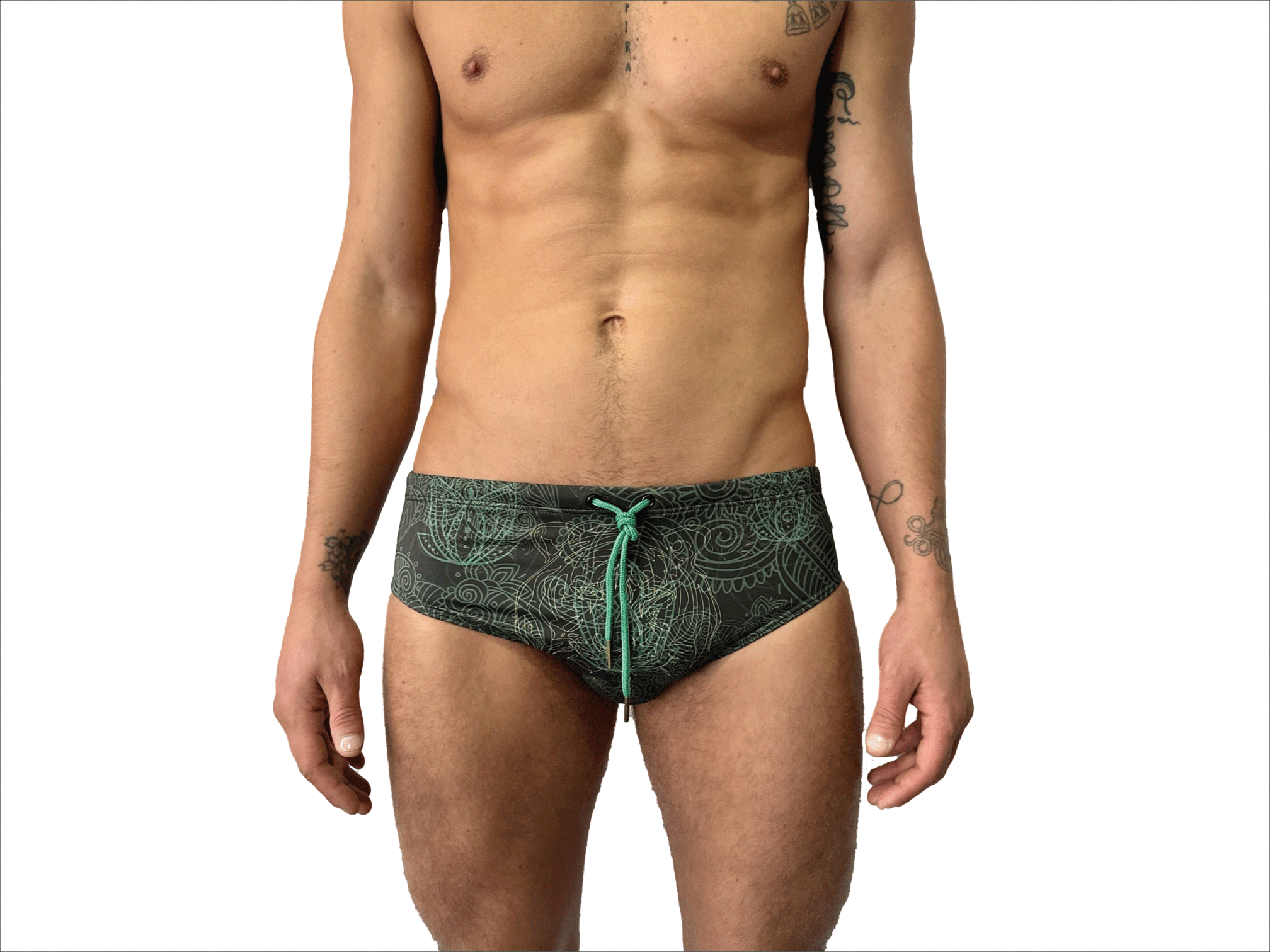 BAÑADOR SLIP MANDALA VERDE TIGRE