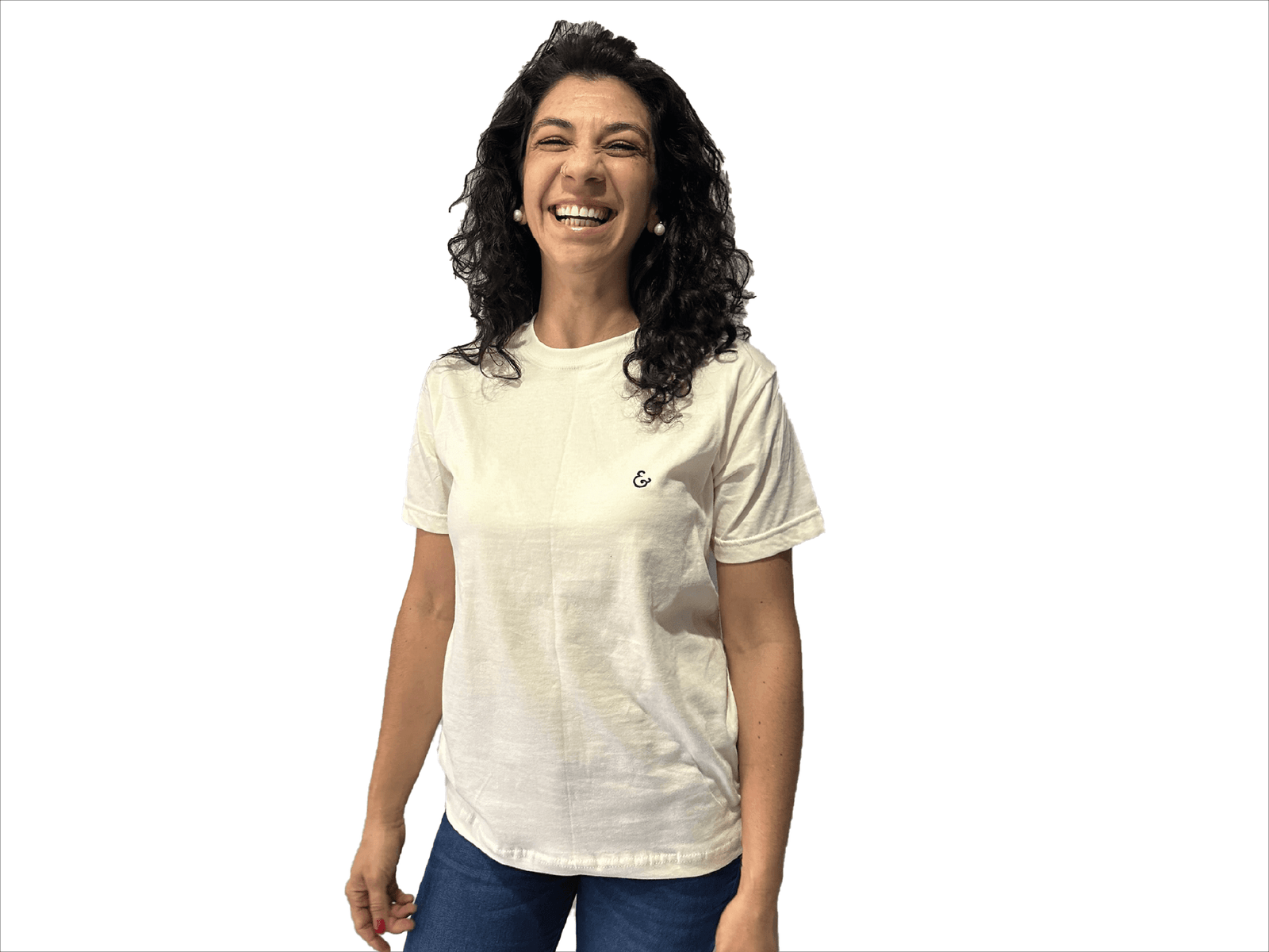 CAMISETA ALGODÓN BEIGE CON SÍMBOLO BORDADO