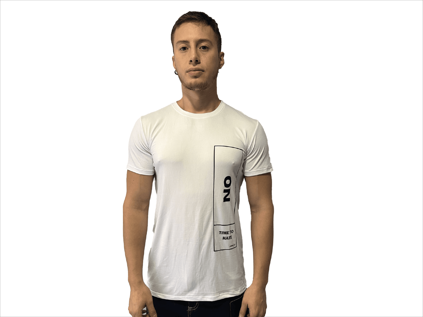 CAMISETA BLANCA SLIM FIT PIEL DE DURAZNO NO TIME TO HATE